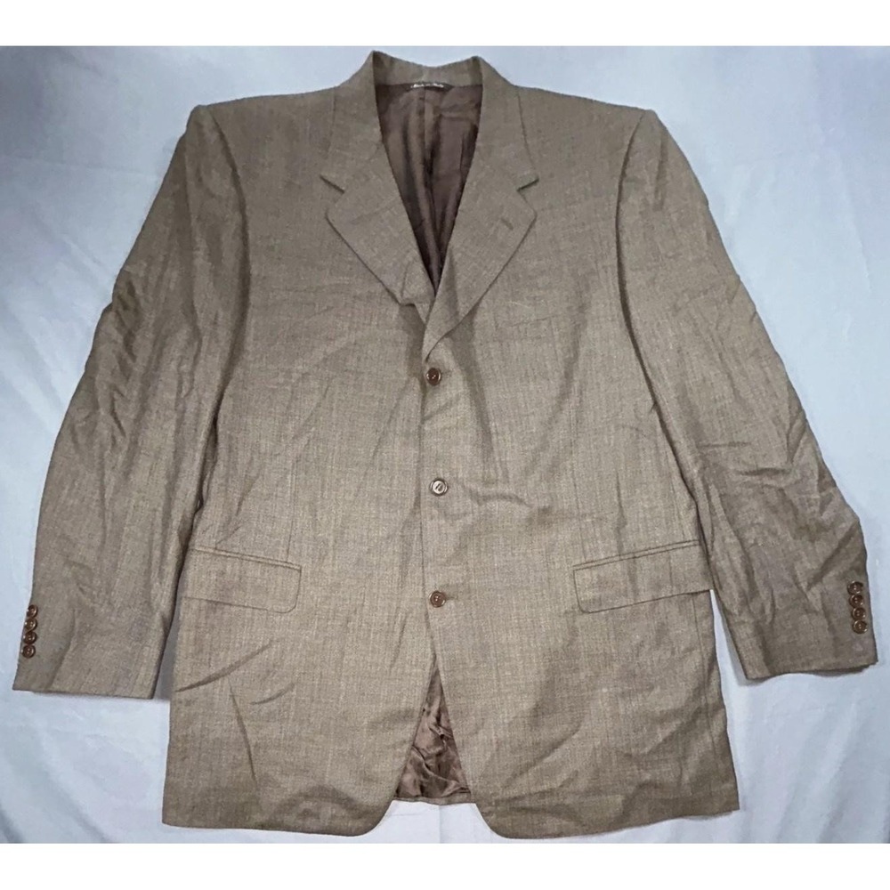 Canali Blazer Mens 60L Brown Plaid Pure Wool Sport Coat Jacket Made In Italy